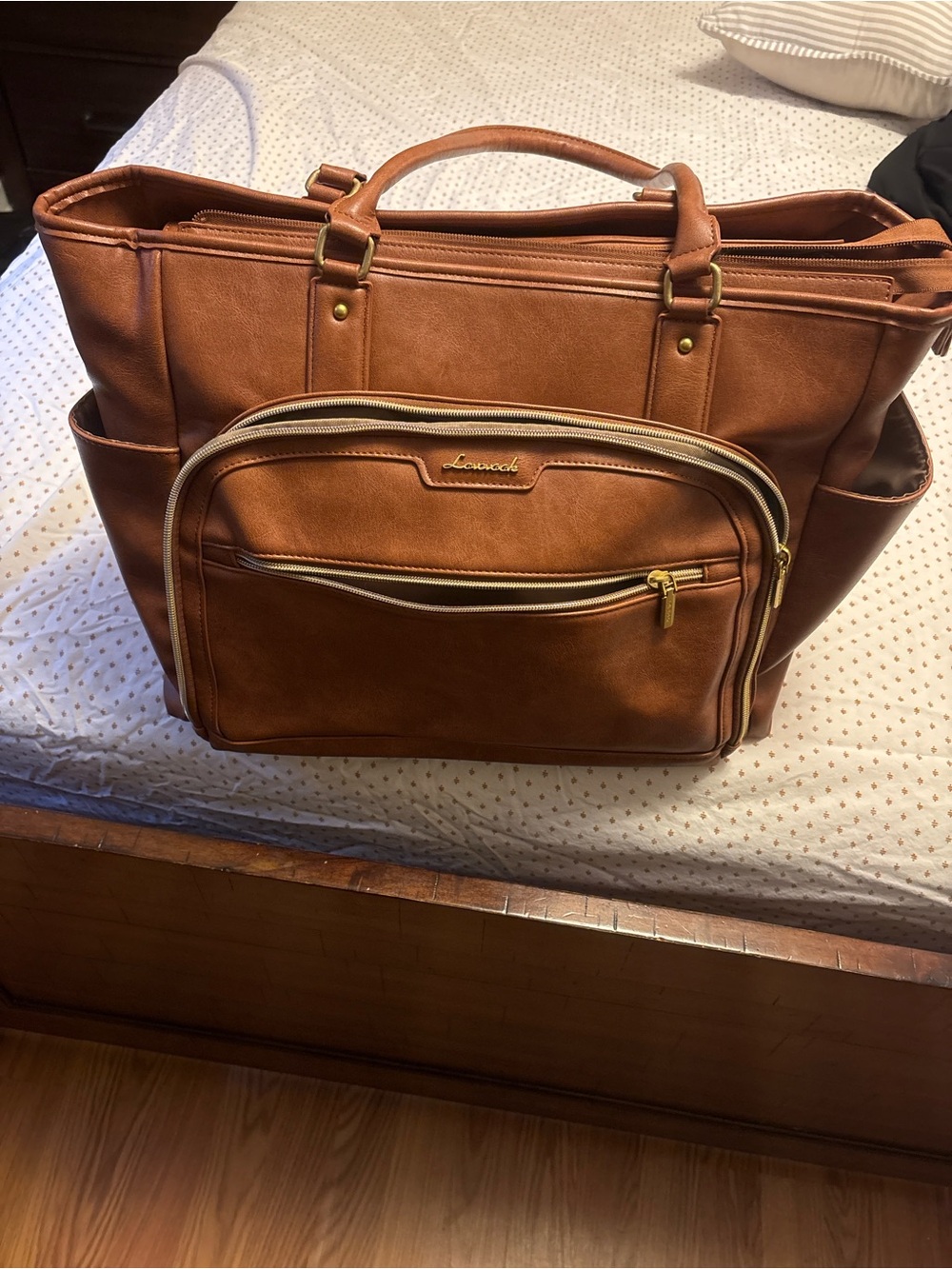 Leowood Tan Leather Laptop Tote for Men